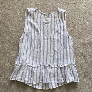 Blue and white preppy tank / seersucker